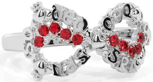 Ruby White Gold Claddagh Infinity Irish "Love Forever" Ring