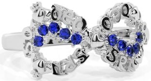 Sapphire White Gold Claddagh Infinity Irish "Love Forever" Ring