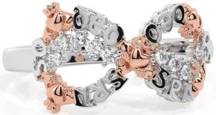 Diamond White Rose Gold Claddagh Infinity Irish "Love Forever" Ring