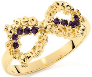 Alexandrite Gold Claddagh Infinity Irish "Love Forever" Ring