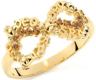 Citrine Gold Claddagh Infinity Irish "Love Forever" Ring