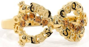 Citrine Gold Claddagh Infinity Irish "Love Forever" Ring