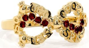 Garnet Gold Claddagh Infinity Irish "Love Forever" Ring