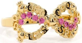 Pink Tourmaline Gold Claddagh Infinity Irish "Love Forever" Ring
