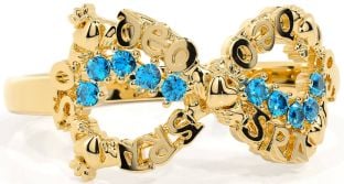 Topaz Gold Claddagh Infinity Irish "Love Forever" Ring