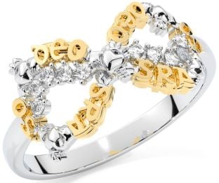 "Love Forever" Diamond Gold Silver Infinity Irish Claddagh Ring