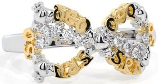 "Love Forever" Diamond Gold Silver Infinity Irish Claddagh Ring
