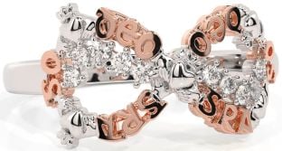 Diamond White Rose Gold Claddagh Infinity Irish "Love Forever" Ring