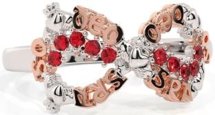 Ruby White Rose Gold Claddagh Infinity Irish "Love Forever" Ring