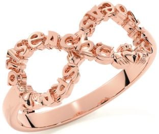Rose Gold Silver Infinity Claddagh Irish "Love, Loyalty, & Friendship" Ring