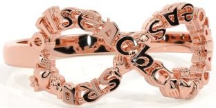 Rose Gold Infinity Claddagh Irish "Love, Loyalty, & Friendship" Ring