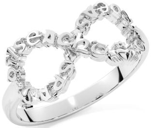 Silver Infinity Claddagh Irish "Love, Loyalty, & Friendship" Ring