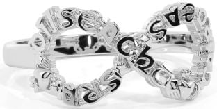 Silver Infinity Claddagh Irish "Love, Loyalty, & Friendship" Ring
