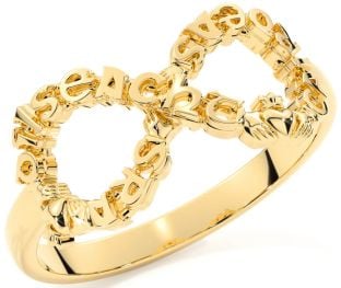 Gold Infinity Claddagh Irish "Love, Loyalty, & Friendship" Ring