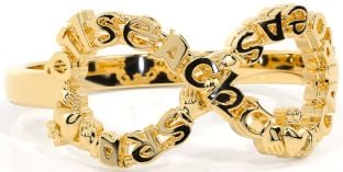Gold Infinity Claddagh Irish "Love, Loyalty, & Friendship" Ring