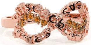 Citrine Rose Gold Silver Claddagh Infinity Irish "Love, Loyalty, & Friendship" Ring