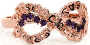 Alexandrite Rose Gold Claddagh Infinity Irish "Love, Loyalty, & Friendship" Ring