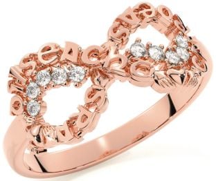 Diamond Rose Gold Claddagh Infinity Irish "Love, Loyalty, & Friendship" Ring