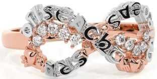 Diamond White Rose Gold Claddagh Infinity Irish "Love, Loyalty, & Friendship" Ring