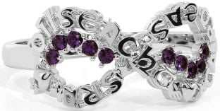 Alexandrite White Gold Claddagh Infinity Irish "Love, Loyalty, & Friendship" Ring