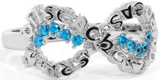 Topaz White Gold Claddagh Infinity Irish "Love, Loyalty, & Friendship" Ring