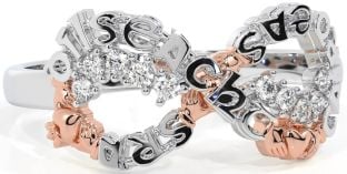 Diamond White Rose Gold Claddagh Infinity Irish "Love, Loyalty, & Friendship" Ring