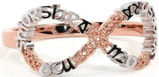 White Rose Gold Celtic Infinity Irish "My eternal love" Ring