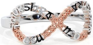 White Rose Gold Celtic Infinity Irish "My eternal love" Ring