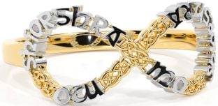 White Yellow Gold Celtic Infinity Irish "My eternal love" Ring