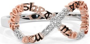 White Rose Gold Celtic Infinity Irish "My eternal love" Ring
