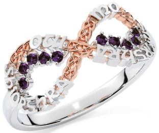 Alexandrite Rose Gold Silver Celtic Infinity Irish "My eternal love" Ring