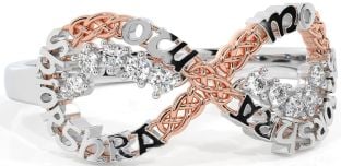 Diamond Rose Gold Silver Celtic Infinity Irish "My eternal love" Ring
