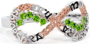 Peridot Rose Gold Silver Celtic Infinity Irish "My eternal love" Ring