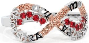 Ruby Rose Gold Silver Celtic Infinity Irish "My eternal love" Ring