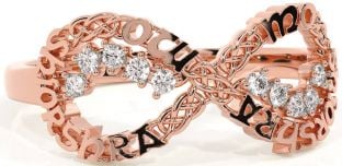 Diamond Rose Gold Silver Celtic Infinity Irish "My eternal love" Ring