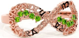 Peridot Rose Gold Silver Celtic Infinity Irish "My eternal love" Ring