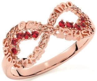 Ruby Rose Gold Silver Celtic Infinity Irish "My eternal love" Ring