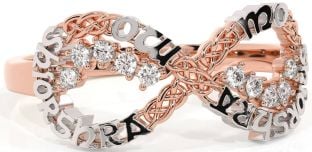 Diamond Rose Gold Silver Celtic Infinity Irish "My eternal love" Ring