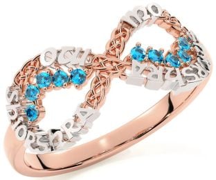 Topaz Rose Gold Silver Celtic Infinity Irish "My eternal love" Ring