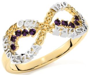 Alexandrite Gold Silver Celtic Infinity Irish "My eternal love" Ring