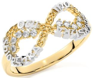 Diamond Gold Silver Celtic Infinity Irish "My eternal love" Ring