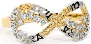 Diamond Gold Silver Celtic Infinity Irish "My eternal love" Ring