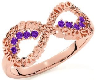 Amethyst Rose Gold Celtic Infinity Irish "My eternal love" Ring