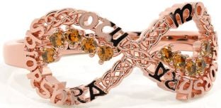 Citrine Rose Gold Celtic Infinity Irish "My eternal love" Ring