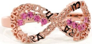 Pink Tourmaline Rose Gold Celtic Infinity Irish "My eternal love" Ring