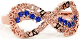 Sapphire Rose Gold Celtic Infinity Irish "My eternal love" Ring