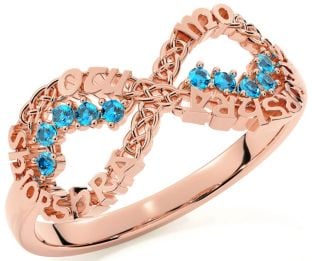 Topaz Rose Gold Celtic Infinity Irish "My eternal love" Ring