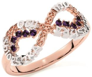 Alexandrite White Rose Gold Celtic Infinity Irish "My eternal love" Ring
