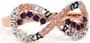 Alexandrite White Rose Gold Celtic Infinity Irish "My eternal love" Ring