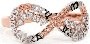 Diamond White Rose Gold Celtic Infinity Irish "My eternal love" Ring